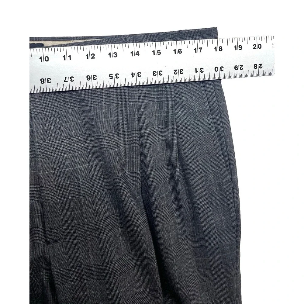 vtg Banana Republic 35x31 Gray Glen Plaid Wool Pants Trousers Pleated High Waist